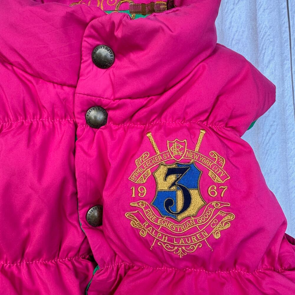Ralph Lauren Girls Size 4? Equestrian Reversible Down Filled Puffer Vest Jacket - Picture 4 of 7
